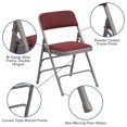 thumbnail image 2 of 4 Pk. HERCULES Series Curved Triple Braced & Double Hinged Burgundy Patterned Fabric Metal Folding Chair, 2 of 9