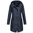 thumbnail image 1 of Mikilon Women's Solid Color Rain Jacket Outdoor Hooded Waterproof Windproof Long Coat, 1 of 4