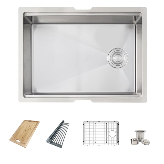 Azuni Undermount 25" Stainless Steel Single Bowl Workstation Kitchen Sink with 4 accs C126L