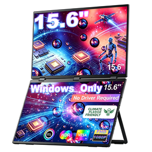 15.6" Extendeur d'écran triple ordinateur portable,FHD 1080P IPS USB-C HDMI Moniteur Portable, Affichage double empilé pour Windows PC,prêt à brancher moniteur d'ordinateur de voyage