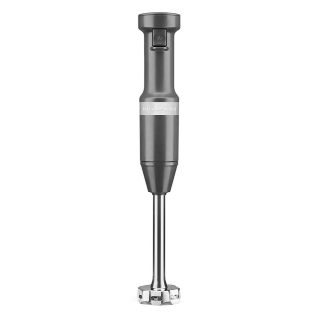 KitchenAid® Main Filaire à Vitesse Variable Blender en Noir Mat avec un Bras de Mélange Amovible en Acier Inoxydable de 8 Pouces et une Lame à 4 Points, Doté d'Un Interrupteur à Gâchette à Vitesse Variable et d'Une Poignée Cylindrique Ergonomique, Idéal pour Mélanger des smoothies, des Soupes et des sauces.