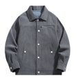 thumbnail image 1 of IROINNID Mens Shacket Deals Comfy Hardshell Jacket Outdoor Retro Trench Button Down Shacket,Dark Gray, 1 of 5