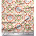 thumbnail image 1 of Soimoi White Modal Satin Fabric Multicolor Mandala Print Fabric by the Yard 42 Inch Wide, 1 of 1