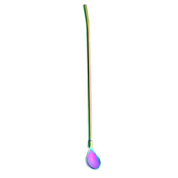 TIMIFIS Straws Home Essentials Stainless Steel Straw Spoon Integrated Dual-purpose Metal Drinking Straw