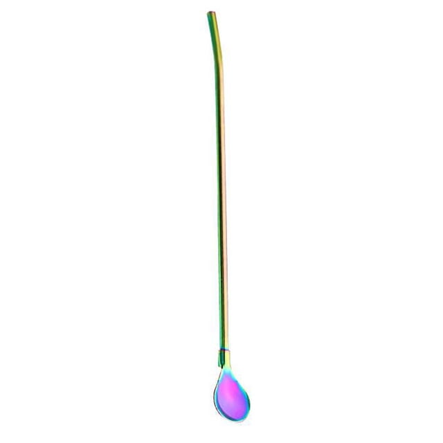 Cuillère à Glace en Acier Inoxydable Cuillère-Paille en Acier Inoxydable Paille Métallique Intégrée à Double Usage
