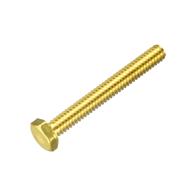 Unique Bargains Brass Hex Bolts, 1/4-20x2' 1 Pack Fully Thread Grade 4.8 Machine Screws