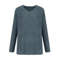 thumbnail image 4 of Besolor Plus Size Long Sleeve Tops for Women V Neck Pullover Sweaters Loose Dressy Curvy Hem Spring Fall Tunic Shirts, 4 of 7