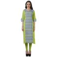 thumbnail image 1 of Moomaya Tunique Droite à Col en V pour Femmes, Manches Roulées, Kurta en Coton Imprimé, 1 of 6