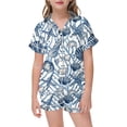 thumbnail image 1 of MIASHUI Ensemble de Pyjamas pour Filles Ensemble Deux Pièces Imprimé Graphique Garçons Chemise de Nuit à Manches Courtes, Bleu Foncé, 8-9 Ans, 1 of 4