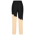 thumbnail image 3 of FAIWAD Straight Leg Linen Pants for Women Drawstring High Waist Long Pants Color Block Loose Trousers with Pockets, 3 of 4