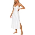 thumbnail image 4 of INSPIRE CHIC Nuisettes en Satin pour Femmes Col en V Douce Chemise de Nuit Robe de Pyjama Détente Longue Robe de Nuit P Blanc, 4 of 6
