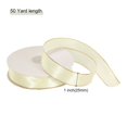 thumbnail image 2 of Unique Bargains 1 Inch 50 Yard Wide Satin Ribbon with Gold Edges Grosgrain Fabric Ribbon for Gift Wrapping, Cream White, 2 of 7