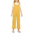 thumbnail image 2 of MIASHUI Combinaisons pour Fille Été Sans Manches Salopettes Enfants Col Rond Pantalons Longs Barboteuses, Jaune, 7-8 Ans, 2 of 5
