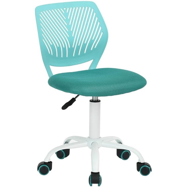 FurnitureR Carnation Swivel Teen Plastic and Mesh Task Chair in Turquoise