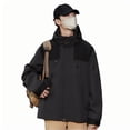 thumbnail image 2 of Pisexur Veste Coupe-Vent Homme Agencement de Couleurs Résistance à l'Eau Cordon Poches à Capuche Veste d'Extérieur Manteau Veste de Randonnée Homme Imperméable Manteau pour Homme, 2 of 4
