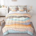 thumbnail image 1 of YST Geometric Wave 7-Piece Bedding Set, Pink Beige Blue Full Size Comforter Set, Modern Abstract Art, 1 of 4