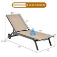 thumbnail image 3 of Gymax Aluminum Adjustable Recliner Lounge Chair - Kids, Brown, 3 of 10