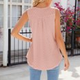 thumbnail image 5 of Timegard Womens Tank Tops Round Neck Button Ruched Eyelet Sleeveless Top Casual Tunic Top for Leggings, 5 of 5