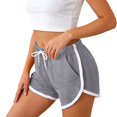 thumbnail image 2 of Womens Athletic Shorts Running Color Block Shorts with Pockets and Drawstring (Grey L), 2 of 4