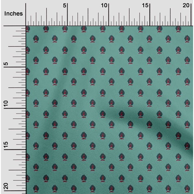 oneOone Cotton Silk Fabric Floral Block Printed Craft Fabric BTY 42 Inch Wide