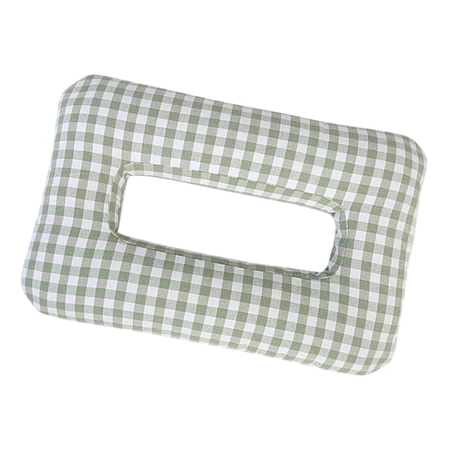 Lipstore Ear Piercing Pillow Comfortable Breathable Sleeping Pillow for Side Sleepers in green with a checkered pattern. Designed with a central perforation to reduce ear pressure and friction, making it ideal for pierced ears, earrings, or headphones. Crafted from soft, breathable cotton material, it measures 46 cm x 30 cm x 8 cm. The pillow is portable and suitable for naps, travel, or office use, with a removable, machine-washable pillowcase.
