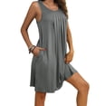 thumbnail image 2 of Dvkptbk Robe d'Été de Plage pour Femme 2024 Décontractée à Col Rond à Manches Courtes Robe Débardeur Mini Robes Fluide à Volants Boho Robe Soleil avec Poches P-2TG, 2 of 7
