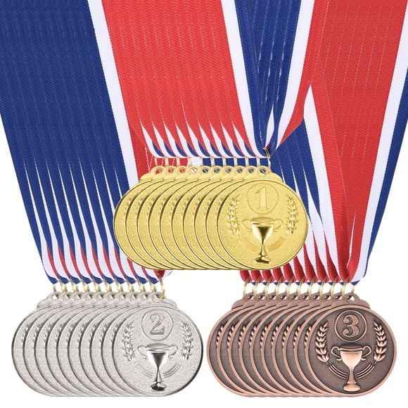 Unique Bargains 30 Pack Gold Silver Bronze Award Metals 2' Award Medals 1st 2nd 3rd Prize with Ribbon