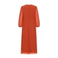 thumbnail image 4 of cfhntfmh Robes d'Invitée de Mariage pour Femmes en Mousseline Confortable à Manches 3/4 Robe Tendance d'Automne Fluide à Col en V Robe de Sortie pour Fête, 4 of 5