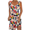 thumbnail image 2 of Ovzne Robes d'Été pour Femmes Robe d'Été pour Femmes Mode Couleur Unie Poche Sans Manches Robe à Col en V Robe Grande Taille Robe Imprimée Liquidation, 2 of 5