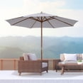 thumbnail image 2 of Outsunny Parasol rond en bois de patio de bambou, 2 of 10