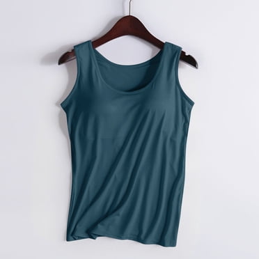 Wiyuqeen Women's Solid Color T-shirt with Built-in Bra Padded Basic Short Sleeve V Neck Active Tees Shirts Loose Fit Shelf Bra Comfy Side Split Shirts