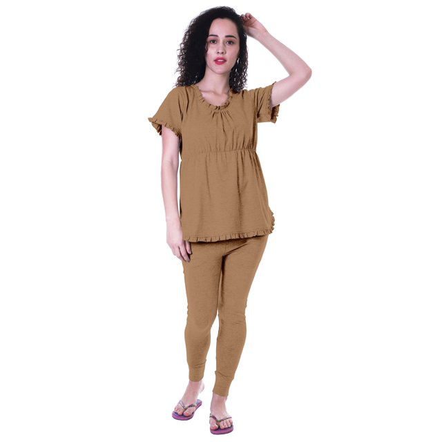 Moomaya Ensemble de Nuit pour Femmes Pyjama en Coton Tenue de Sommeil 2 Pcs Chemises de Nuit