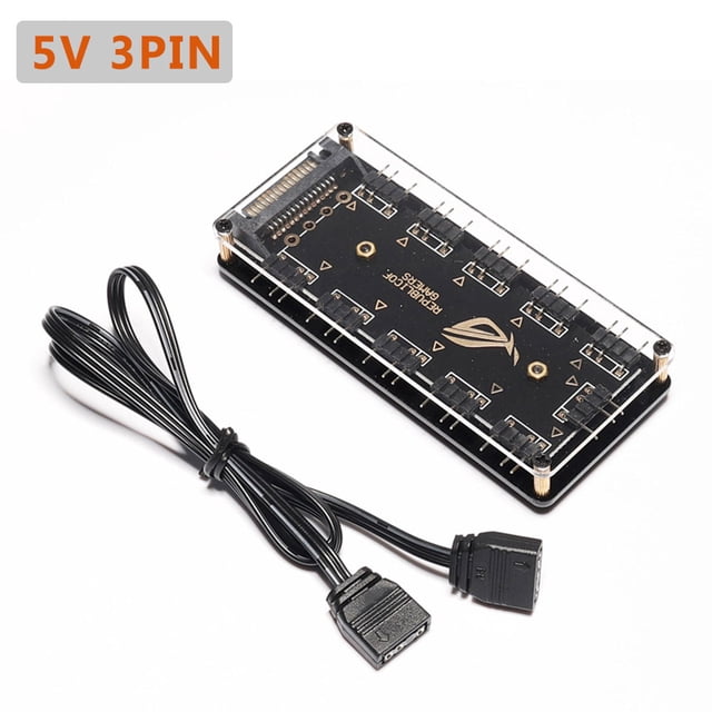 10 Ports RGB Fan HUB Case for PC Computer Desktop 5V 3PIN ARGB Extension Splitter SATA Power Adapter for Gigabyte MSI ASUS 5V 3PIN