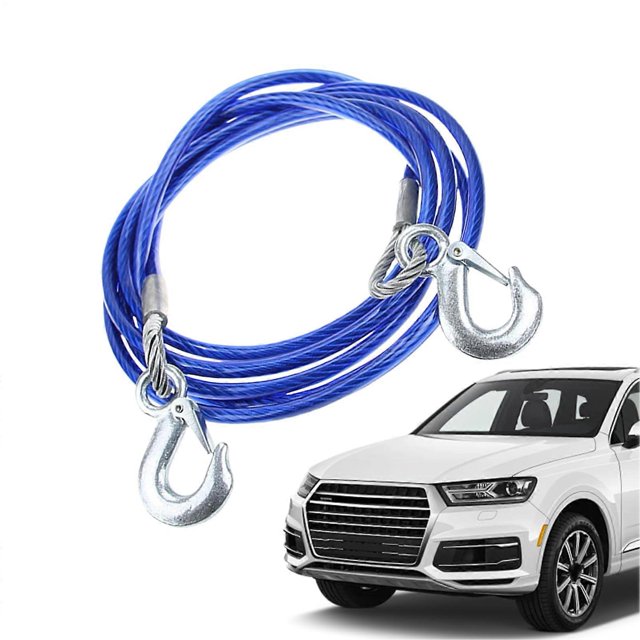 Corde de Remorquage en Fil d'Acier avec Crochets Robuste pour Camions, Bateaux