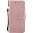 thumbnail image 3 of Wallet Case, Embossed Sunflower Premium PU Leather Folio Flip Kickstand Card Slots Wrist Strap Cover for Samsung Note10(Rose Gold), 3 of 7