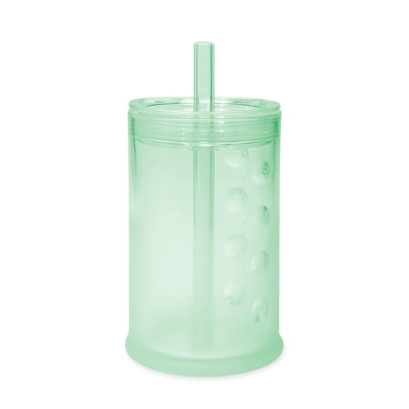 Olababy Clear View Silicone Training Cup with Straw Lid | Toddler Sippy Trainer 12mo+ | Unbreakable Water Drinking Cups for Kids 2yr+ | Baby Led Weaning & Feeding Supplies (Mint 9 oz)
