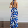 thumbnail image 4 of bbymog Robes Femmes Mode Plage Imprimé Tropical Été Col en V Sans Manches Robe Décontractée Coupe Ample Longues Robes pour Femmes Bleu P, 4 of 4