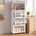 thumbnail image 3 of Costway Étagère de Cuisine à 5 Niveaux Armoire de Rangement Mobile pour Micro-Ondes Portes Relevables Blanc, 3 of 10