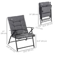thumbnail image 3 of Outsunny Foldable Lounge Chair, Fabric Upholstered Recliner, Outdoor Lounger with Armrest, Metal Frame Camping Beach Chair for Poolside, Deck, Backyard, Grey, 3 of 10