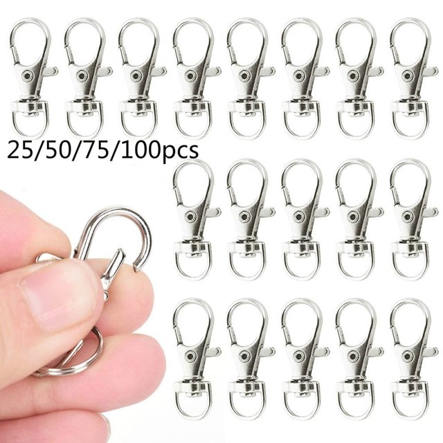 CHOK 25/50/75/100pcs Swivel Lobster Clasp Clips Hook Alloy Key Ring Split Keychain Durable Diy Keyring Hook