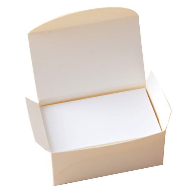 100pcs double-sided blank kraft paper business cards measuring 8x4.5cm, packed in a compact paper box. Ideal for DIY gift cards, name cards, thank you cards, bookmarks, luggage tags, and more.