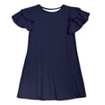 thumbnail image 4 of Robes de Printemps pour Filles, Robes Trapèze à Volants Évasées pour Fille, Robe à Manches Courtes Bleu Marine, Robe Chic pour Filles, 4 of 4