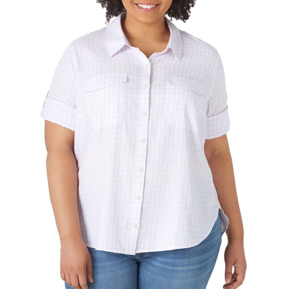 Lee Riders Women's Plus 3/4 Sleeve Woven Shirt