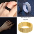 thumbnail image 3 of pitrice Ring Unisex Steel Ring Woman Man Mesh Ring Universal Multiple Size Hand Couple Jewelry, Gold, Size 21, 3 of 6