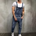 thumbnail image 4 of cllios Bib Overalls for Men Denim Plus Size Adjustable Strap Practical Jeans Jumpsuits Classic Slim Fit Pocket Overalls, 4 of 9