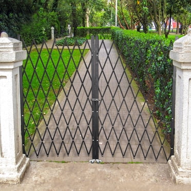 VEVOR Portail de Sécurité Double Pliant, Portail de Porte Pliant 6-1/2 Pieds' H x 12 Pieds' L, Portail de Sécurité Accordéon en Acier, Portail de Sécurité Extensible et Flexible, Barrière Roulante à 360°, Portail à Ciseaux Ou Porte avec Clés