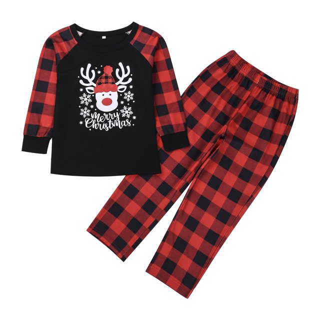 xiaxaixu Hauts Imprimés Faon et Pantalons à Carreaux Pyjamas Parent-Enfant