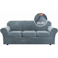 thumbnail image 1 of 4 Pieces Thick Velvet Sofa Covers Couch Covers for 3 Cushion Couch Sofa High Stretch Slipcovers Furniture Protector Form Fit Luxury Couch Cover for Dogs Width Up to 90 Inch, 1 of 7
