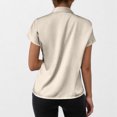 thumbnail image 4 of Pisexur Hauts pour Femmes Blouses pour Femmes Mode Décontractée Chic Été Couleur Unie Col Rond Manches Courtes Chemises Haut Blouse, Hauts pour Femmes Tendance Beige,G, 4 of 8