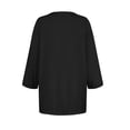 thumbnail image 4 of DENGDENG 3/4 Sleeve Shirt Womens Round Neck Summer Tops Casual Elbow Sleeve Button Down Basic Tees Boho Three Quarter Length Pullover Plus Size Cute Blouse Black 3XL, 4 of 6